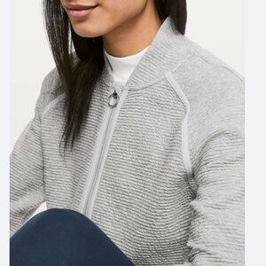 Lululemon On Repeat Bomber Jacket Sweater Heathered Core Grey Size 6